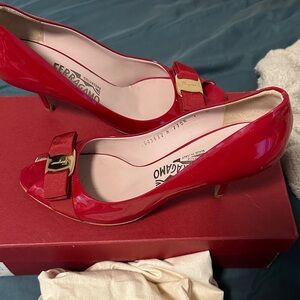 Salvatore Ferragamo Red Patent Leather Heels